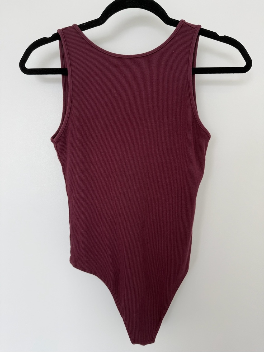 Aerie Ribbed Open Back Bodysuit in Deep Burgundy